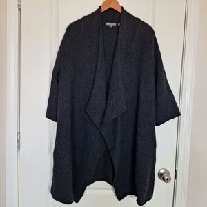 Vince Charcoal Grey Wool Alpaca Cashmere Open Front Cardigan Size Large